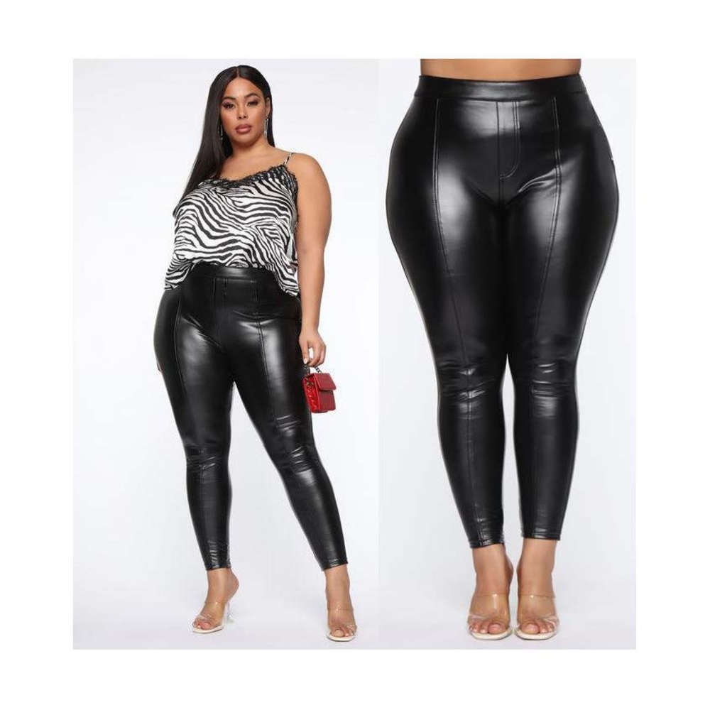 🟠 Fashion Nova Plus Leather Pant - Black